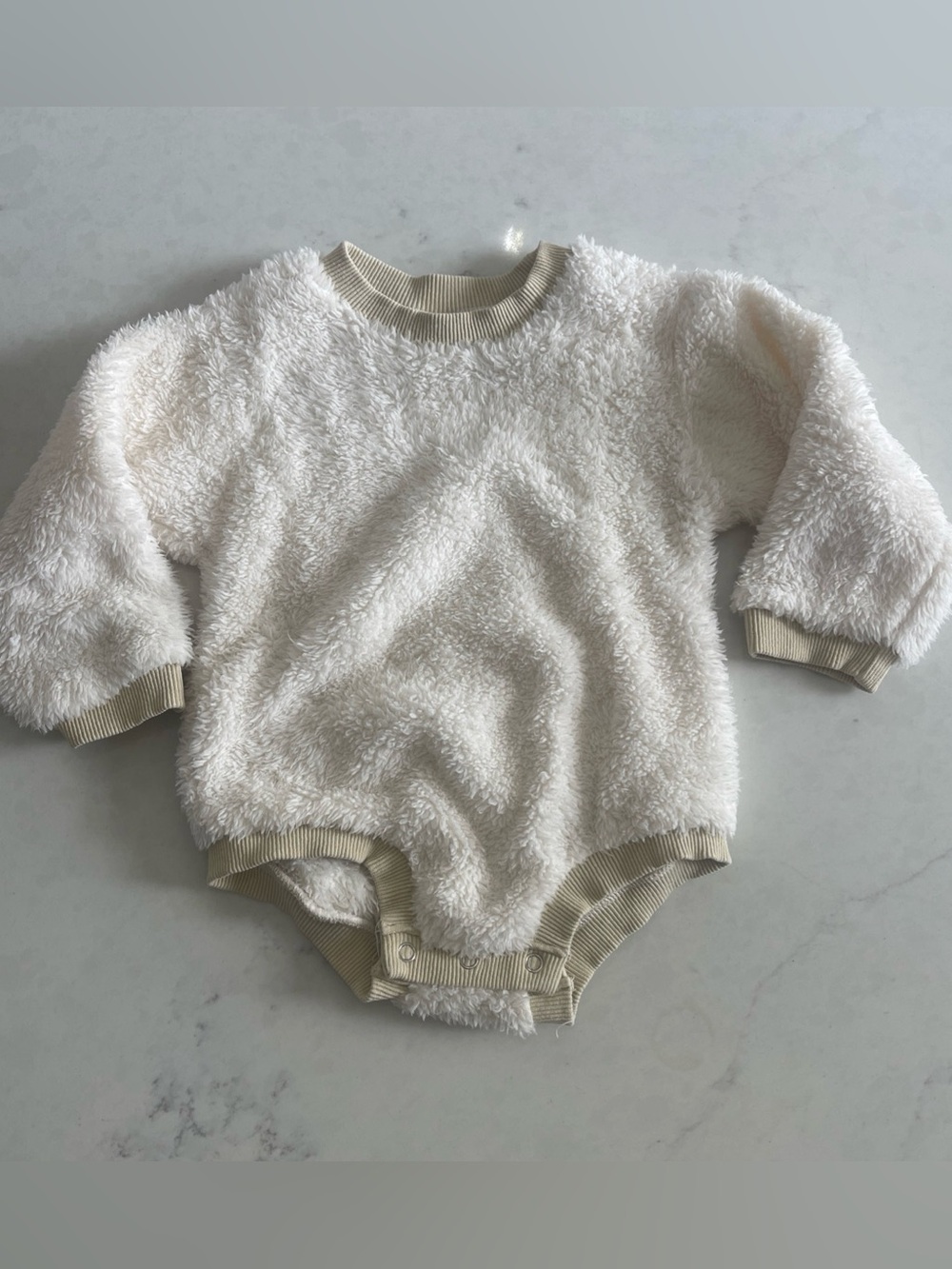 Cozy Cream Fuzzy Baby Sweater Bodysuit